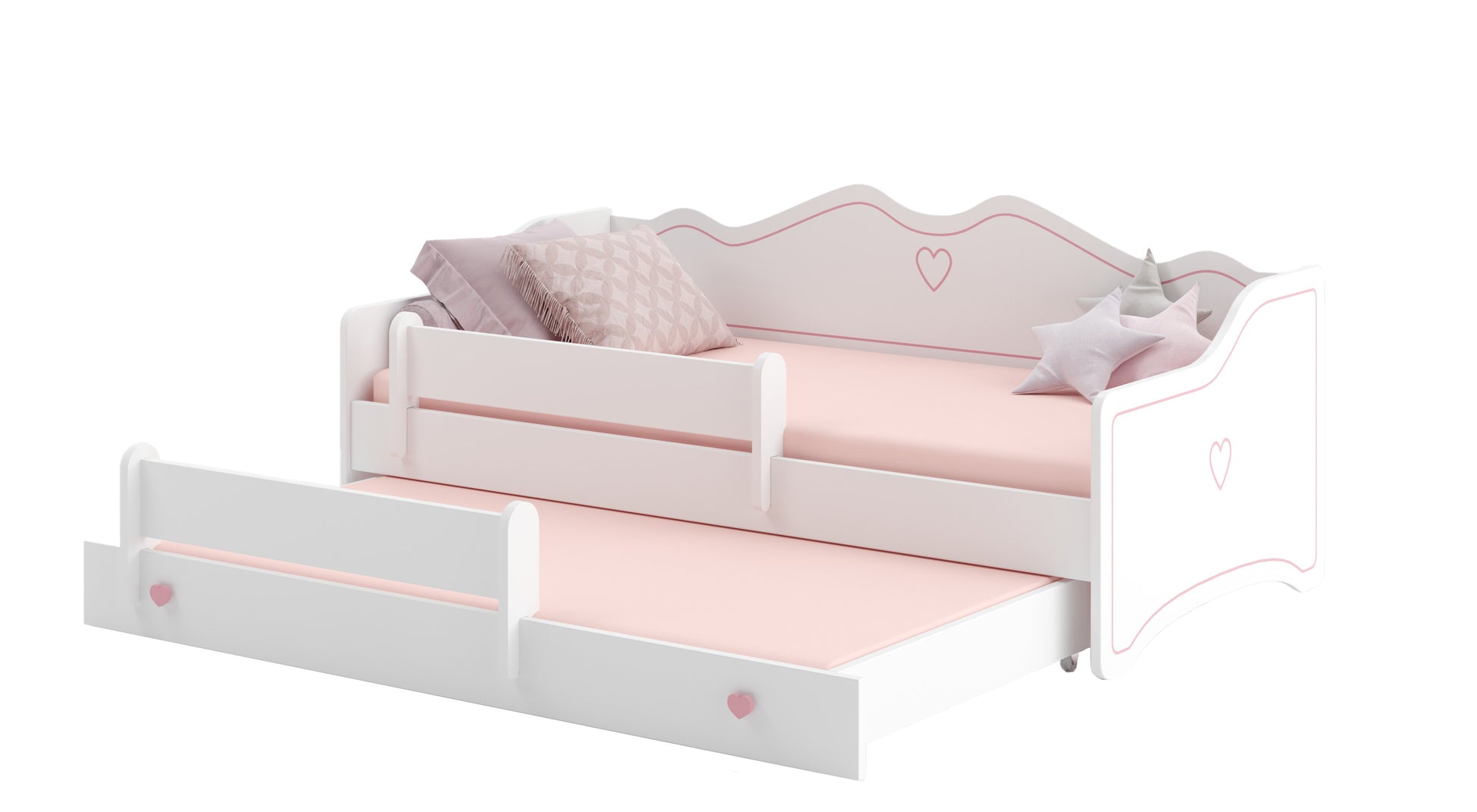 Letto matrimoniale EMMA II 160x80 con materasso - Bianco / Rosa