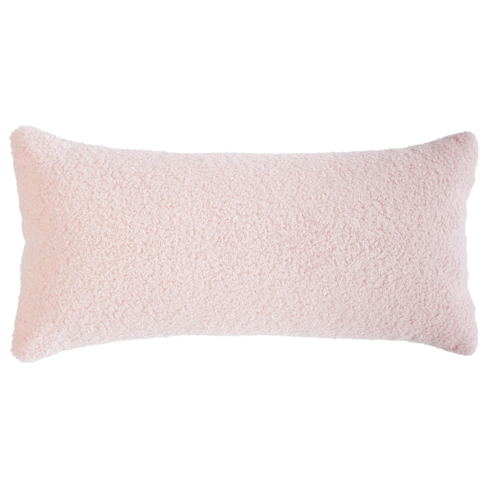 Poltrona Rosa Pastello Boucle Tessuto Morbido Nubby Legno Chiaro Gambe Metallizzate Schienale Curvo Stile Retro Glam Art Decor