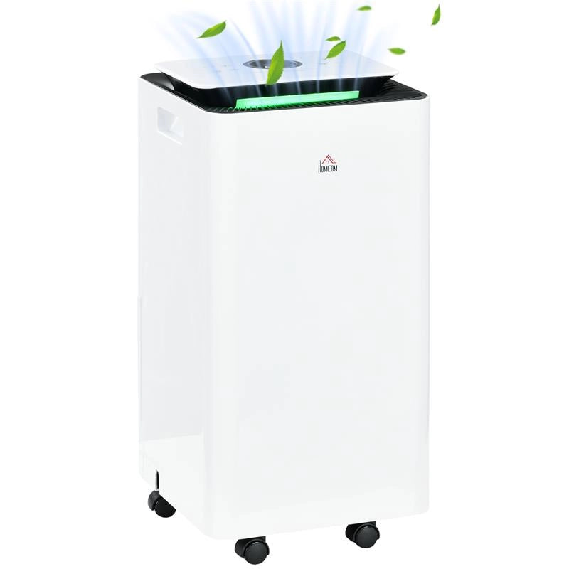 DEUMIDIFICATORE PORTATILE DA 10L CON 5 MODALITÀ 2 VELOCITÀ TIMER 24H E RUOTE 25X25X50.5 CM BIANCO