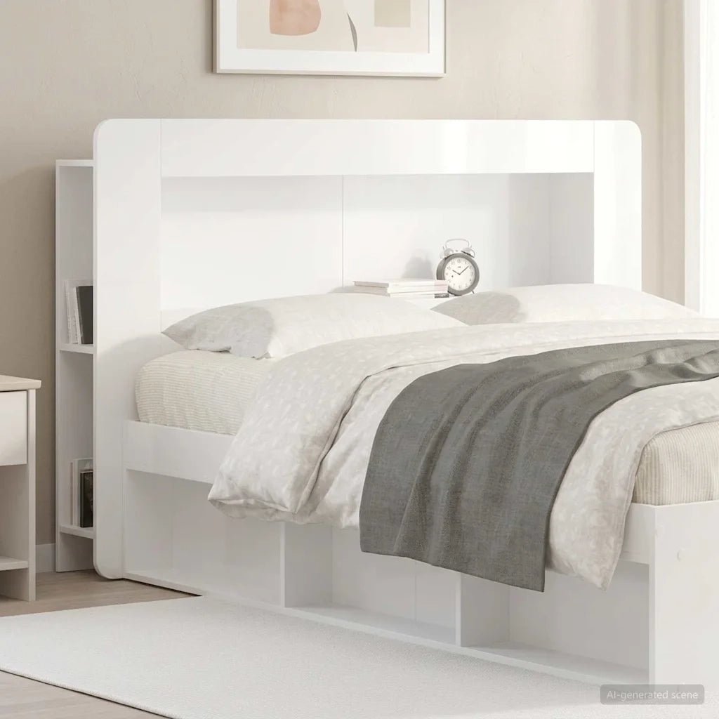 Testata del letto Bianco Lucido Legno ingegnerizzato
