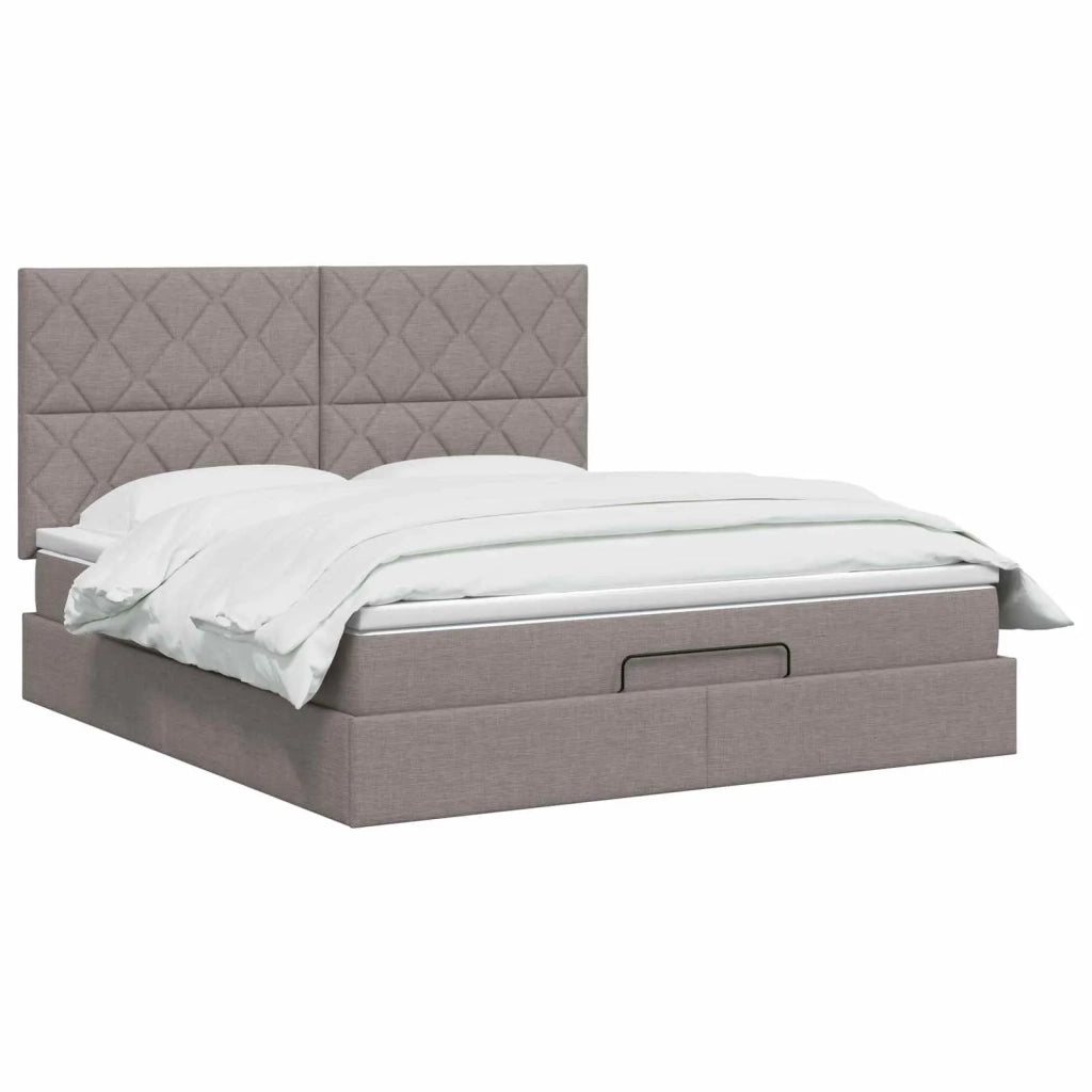 Letto ottomano con materasso Tortora 140 x 200 cm Tessuto 3457581