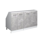 Mobile cucina sottotetto R-Line Calcestruzzo/Bianco 140 cm Set di 2 carcasse armadio profondità 60 cm Vicco