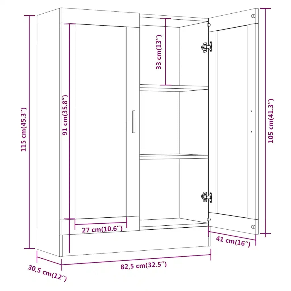 Mobile Vetrina Grigio Sonoma 82,5x30,5x115 cm Legno Multistrato CFW9293357