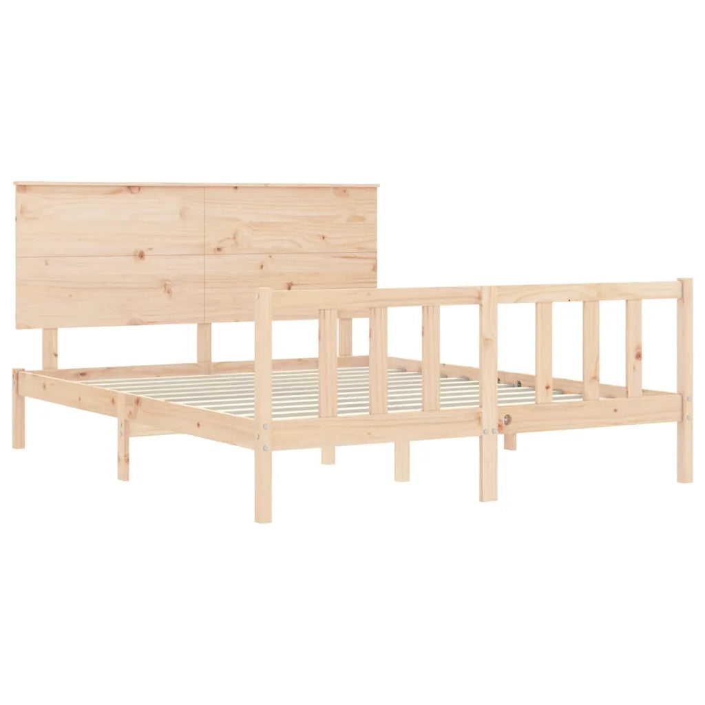 Giroletto con Testiera-Struttura Letto con testiera King Size in Legno Massello 825679