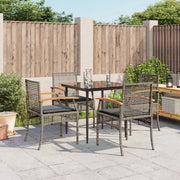 Set da Pranzo da Giardino 5 pz con Cuscini in Polyrattan Grigiocod mxl 89397