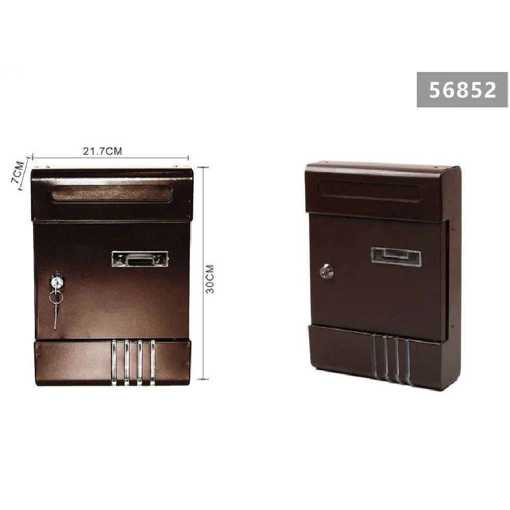 Trade Shop - Cassetta Postale In Metallo Porta Lettere Chiave Buca Posta H2803 Marrone 56852 -