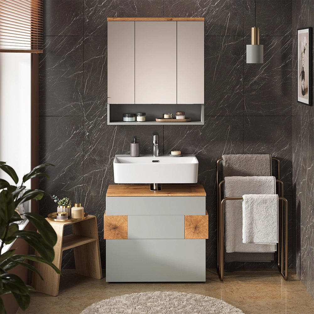 Vicco Set di mobili da bagno Grigio/Artisan 2 parti