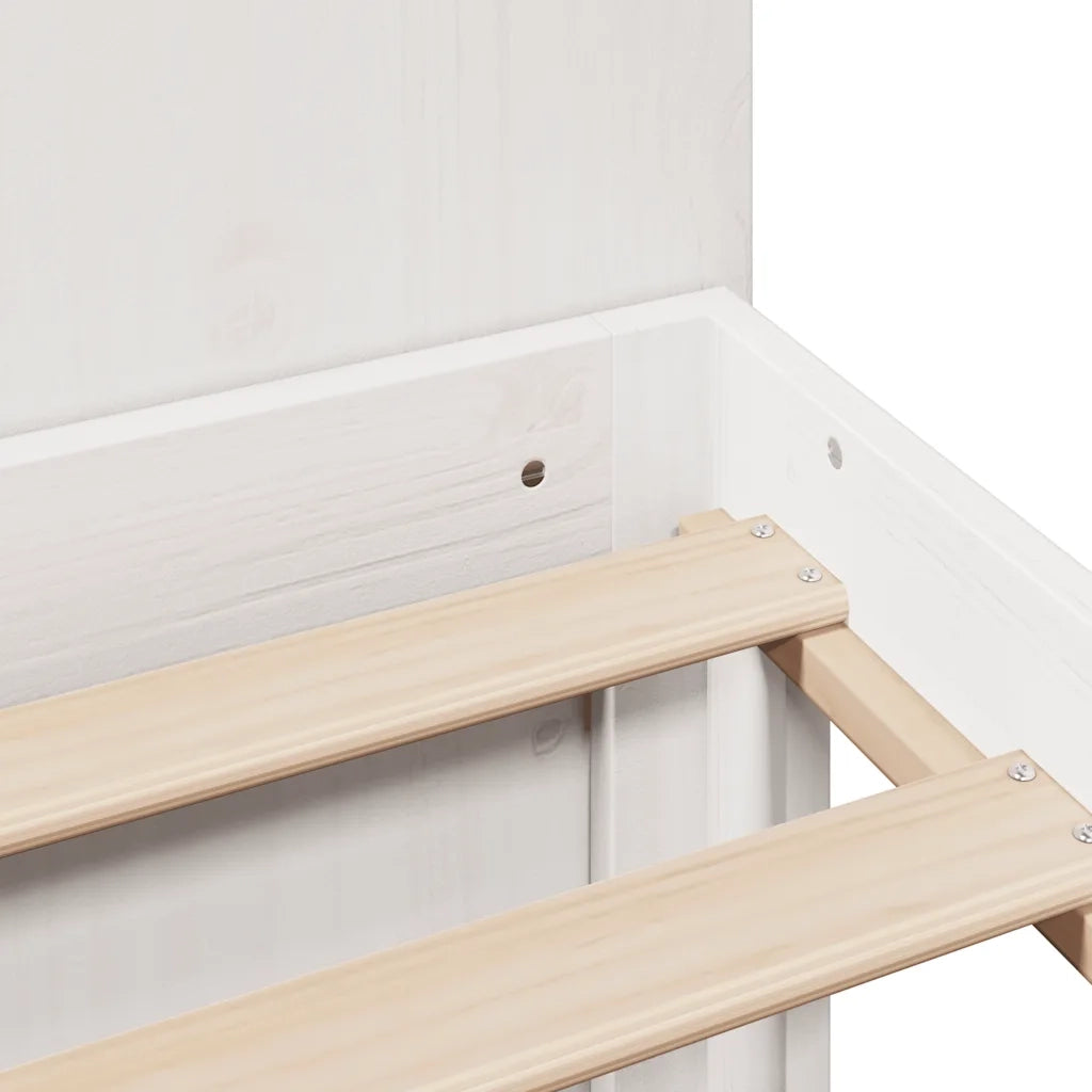Letto Libreria senza Materasso-Struttura Letto con contenitore Bianco 140x200 cm Legno di Pino 570066