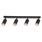 Plafoniera moderna nera a barra 4 faretti GU10 10W Pipe Milagro