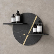Mensola a parete nero e nocciola venato in artificial stone serie jorm per bagni *** finitura- nero, confezione 1