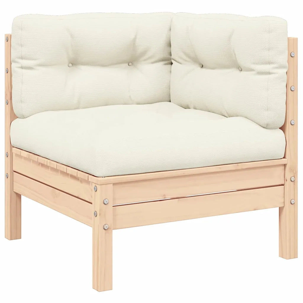 Salotto da Giardino-Set Divani da Giardino3 pz con Cuscini Crema Massello di Pino 387223