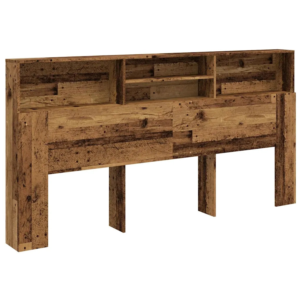 Testiera con Contenitore-Testiera con Ripiani Legno Antico 200x19x103,5cm Truciolato