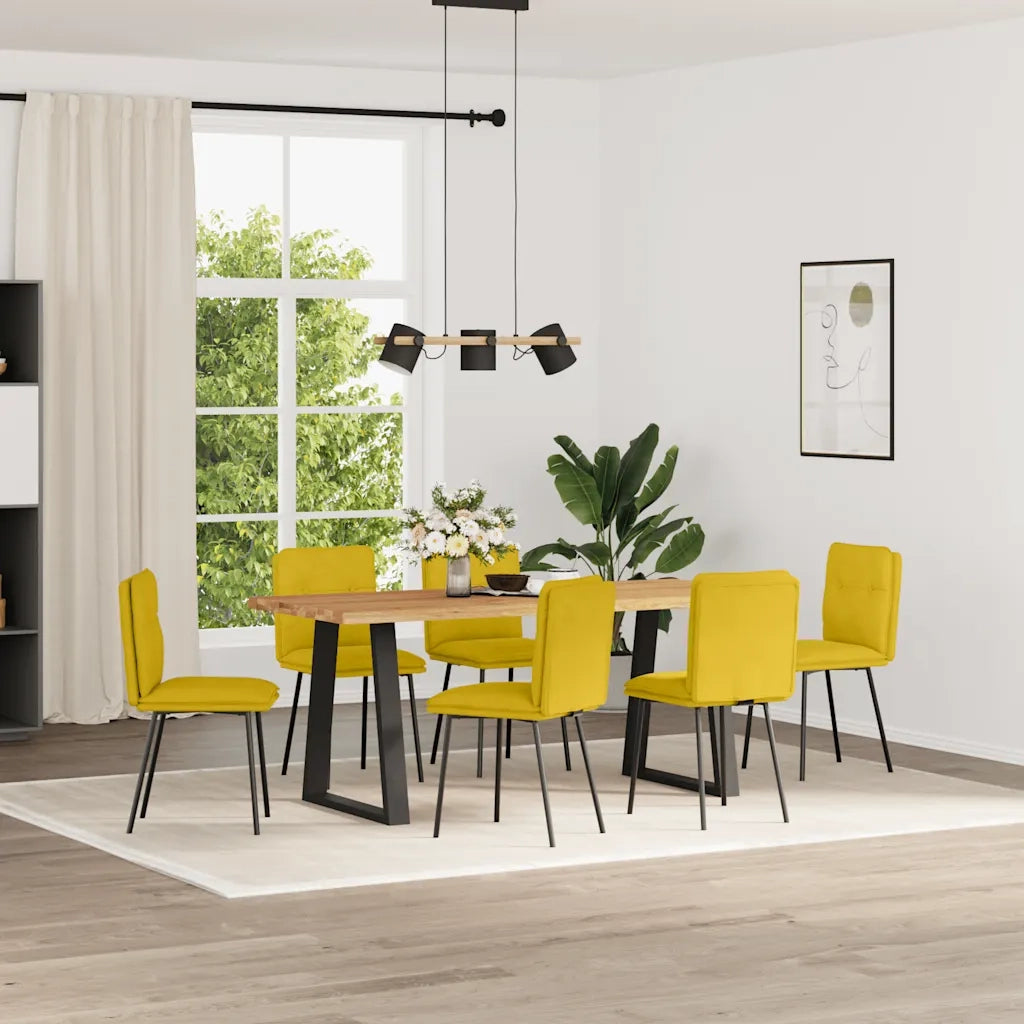 Sedie da Pranzo 6 pz Gialle in Velluto 3315686