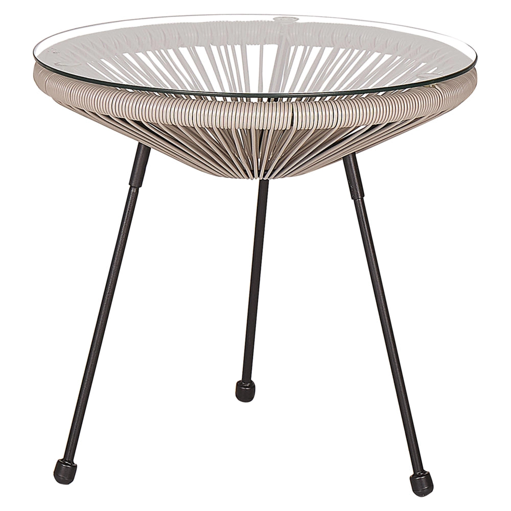 Set da Esterno Tavolino e 2 Sedie Grigio Chiaro Rattan Sintetico Moderno