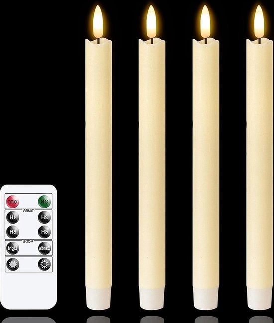 Taper a gas a distanza con comando remoto - ivoore - alimentato da batteria - candele a fiamma tremolante - pacchetto da 4 - cera autentica - fiamma calda - candelabri a fiamma a 3D - inespresso - decorazione di casa per matrimoni