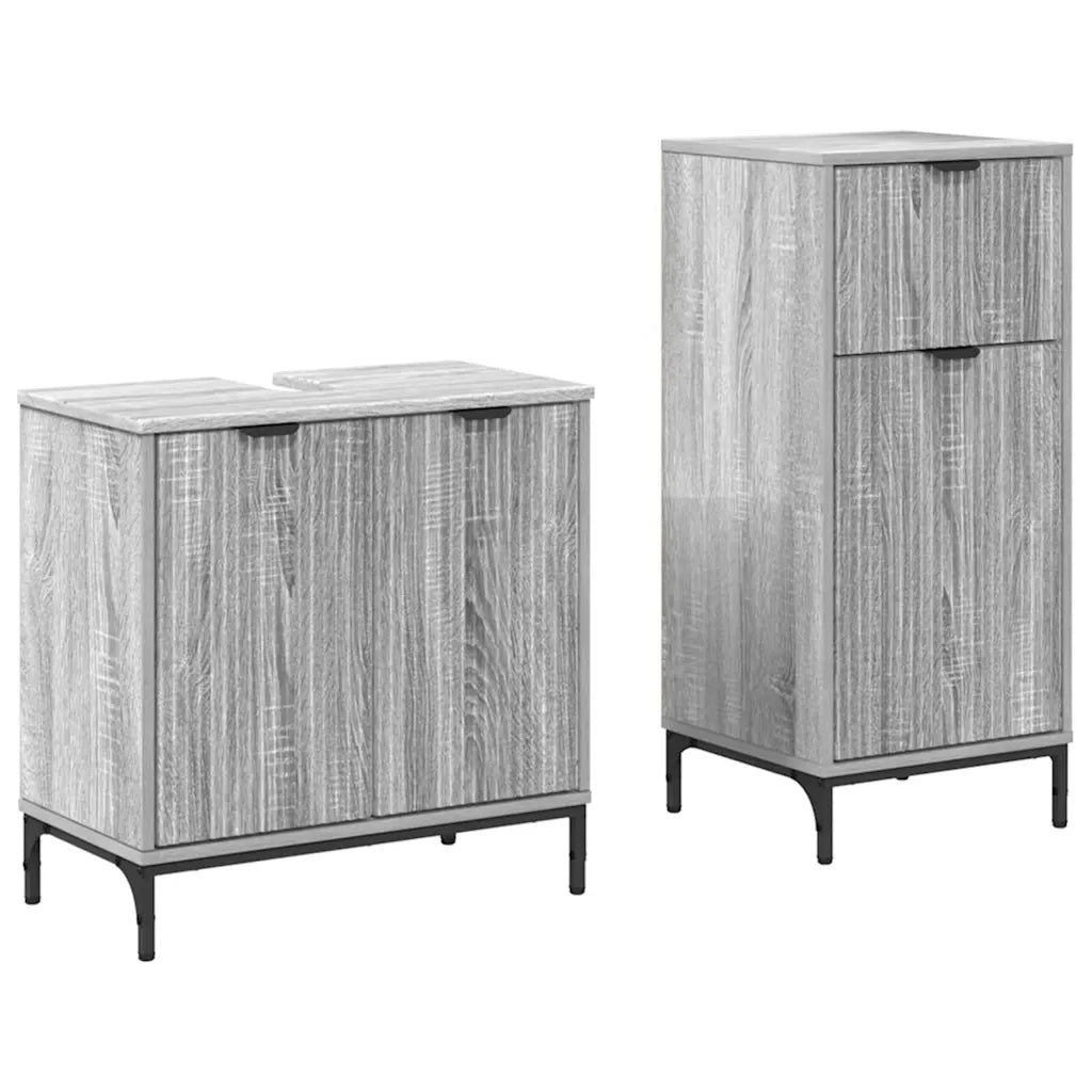 Set di mobili per il bagno con cassetto 2 pcs Grigio Sonoma 3393099