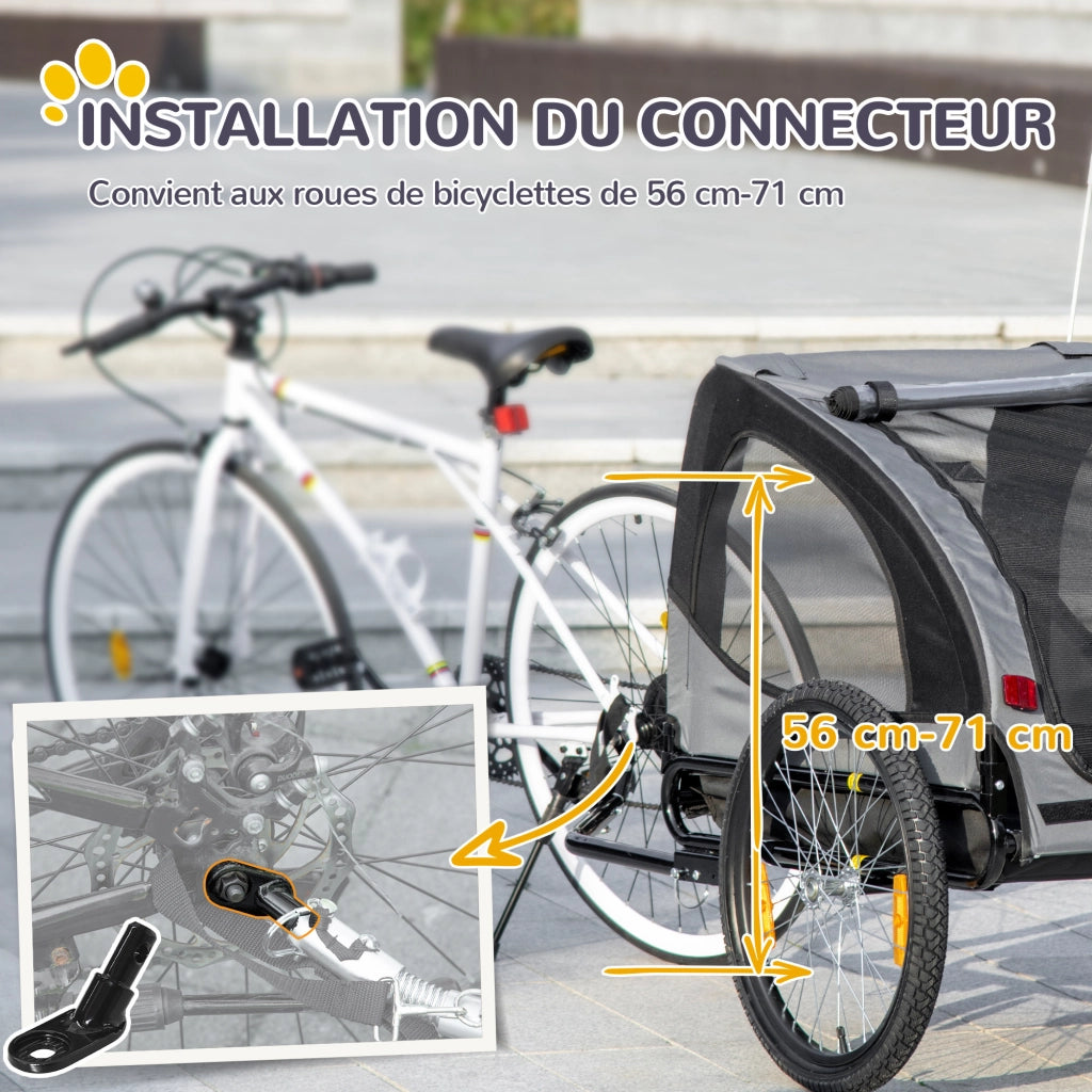 Rimorchio per bici da giardino con finestre in rete riflettenti e bandiera di sicurezza ¨C zephmum ¨C 140x71x83 cm nero