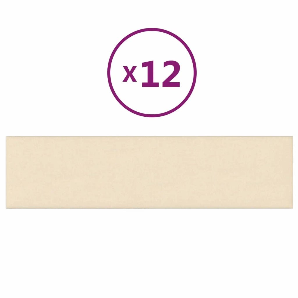 Testiera da Parete 12 pcs Crema 60 x 15 cm Tessuto 4008333