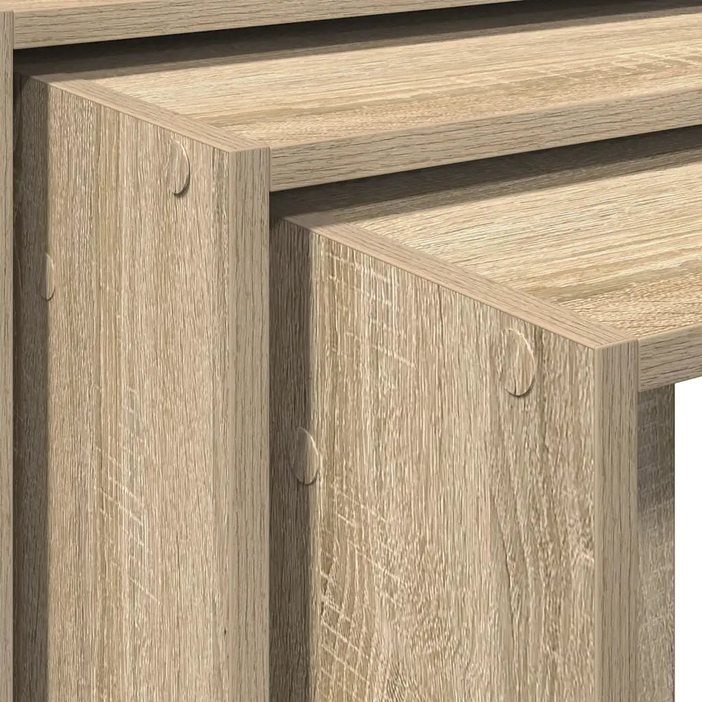 vidaXL Tavolini Impilabili 3 pz Rovere Sonoma in Legno Multistrato