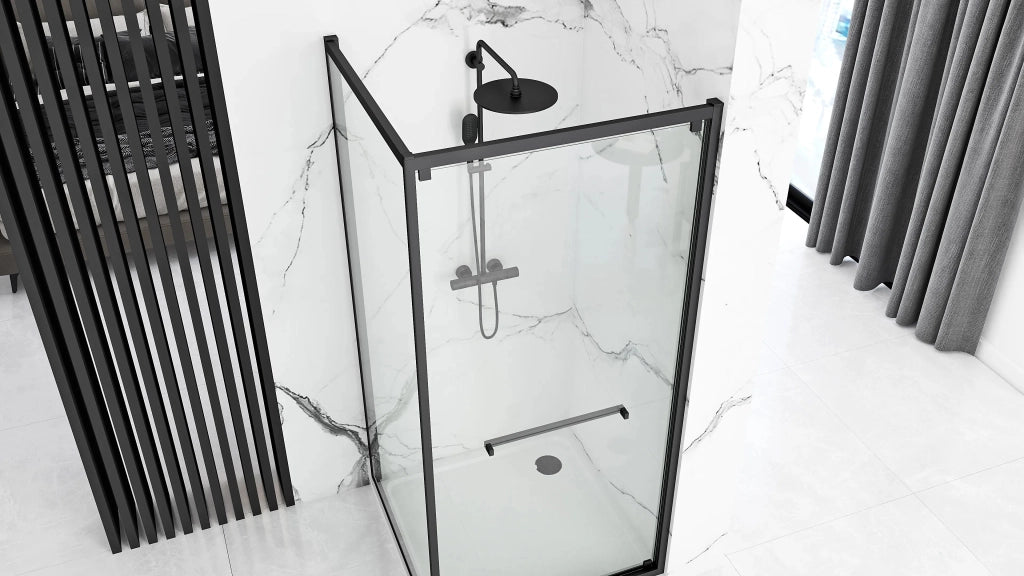 Cabina Doccia Rea Space In Black 80x100 con piatto doccia Savoy