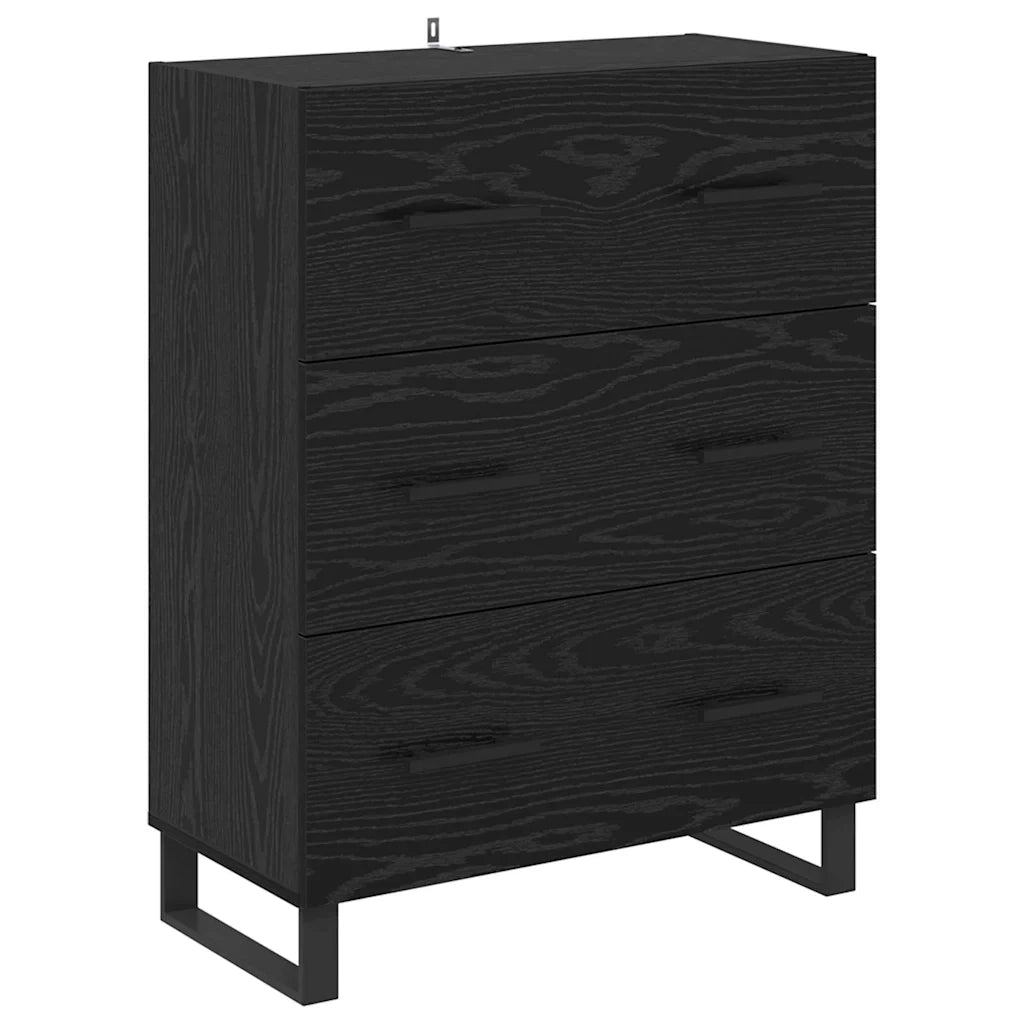 Credenza Rovere Nero 69,5 x 34 x 180 cm Legno multistrato 3416175