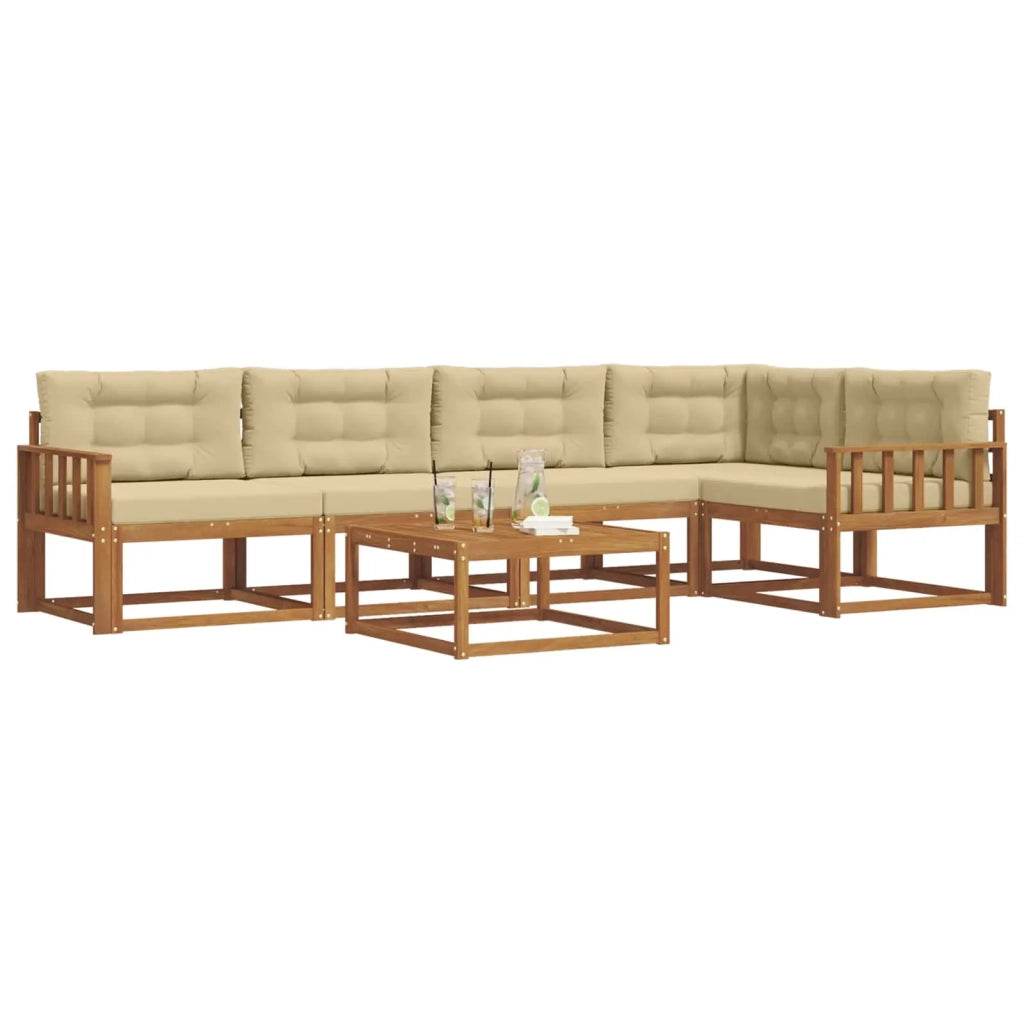 Set di divani da esterno con cuscino 6 pcs Naturale e Beige