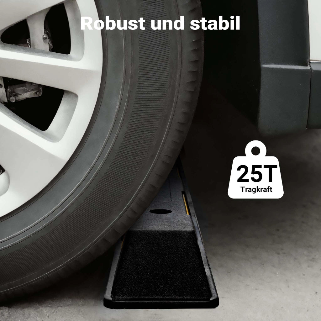 Delimitatore di parcheggio, battiruota in gomma 1650x160x100mm con fasce rifrangenti, Fermaruota