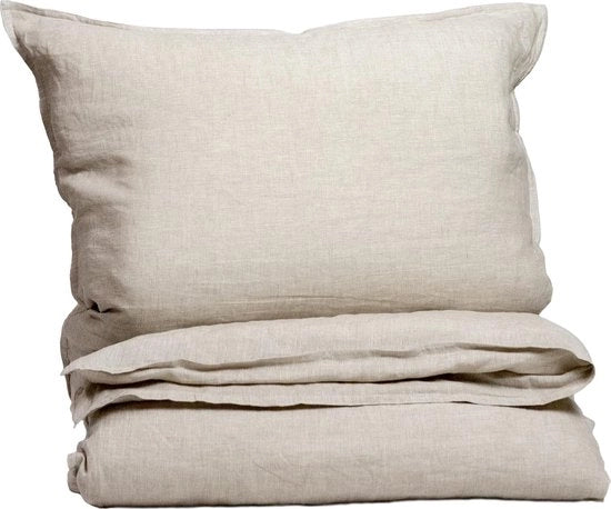Set di lenzuola da letto in lino, 100% lino, alta qualità, 155 x 220 cm + 80 x 80 cm, crème beige naturale, chiusura a cerniera, 165 g/m², set di lenzuola da letto di lusso estetiche
