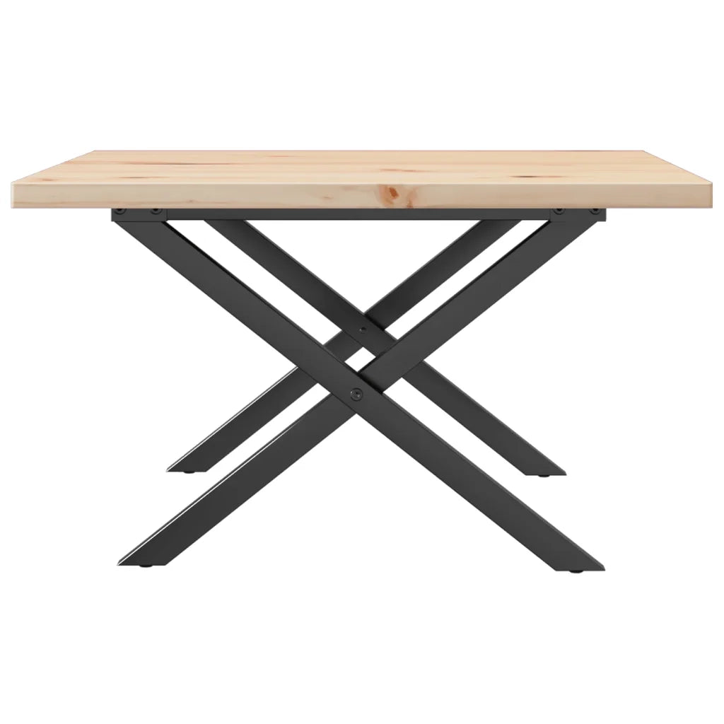 Tavolino Salotto Telaio a X 60x60x40,5 cm Legno Pino e Acciaio