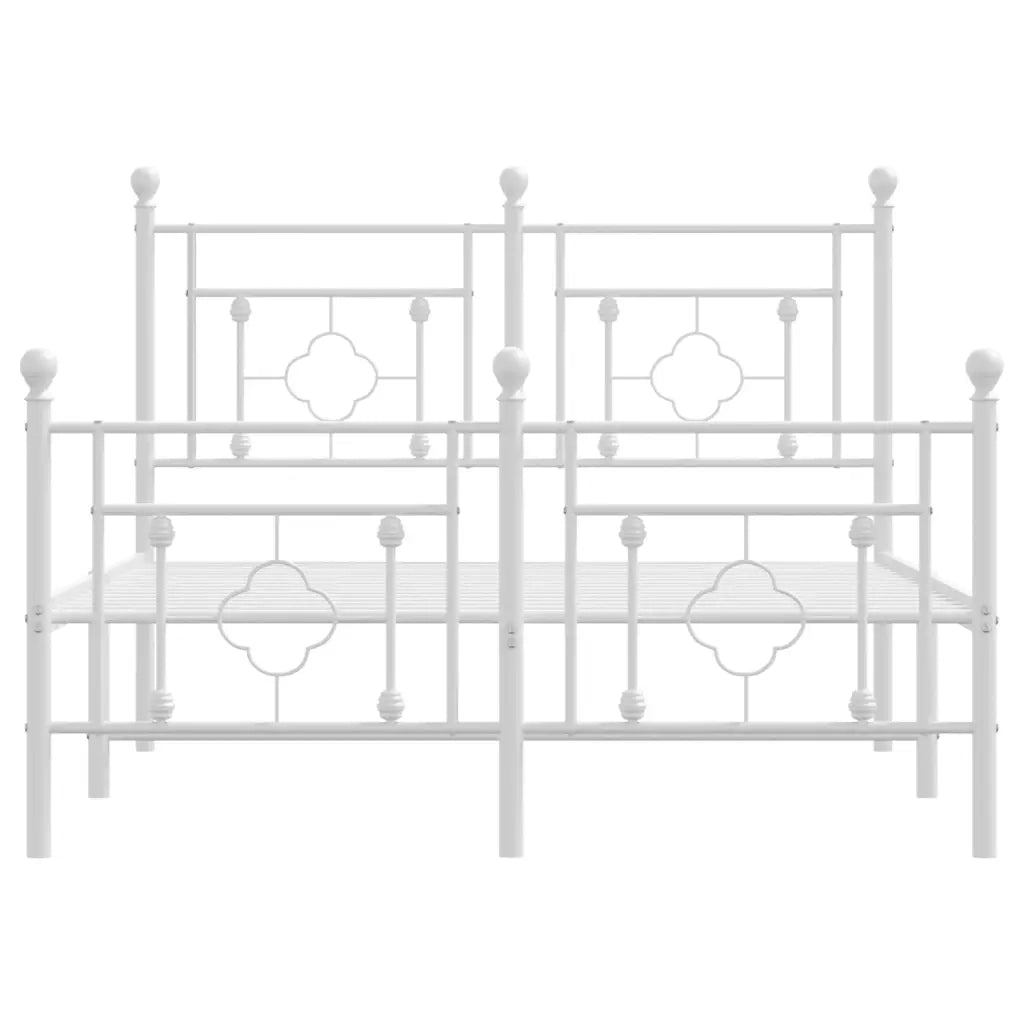 Giroletto con Testiera e Pediera-Struttura Letto Metallo Bianco 120x190 cm 737767