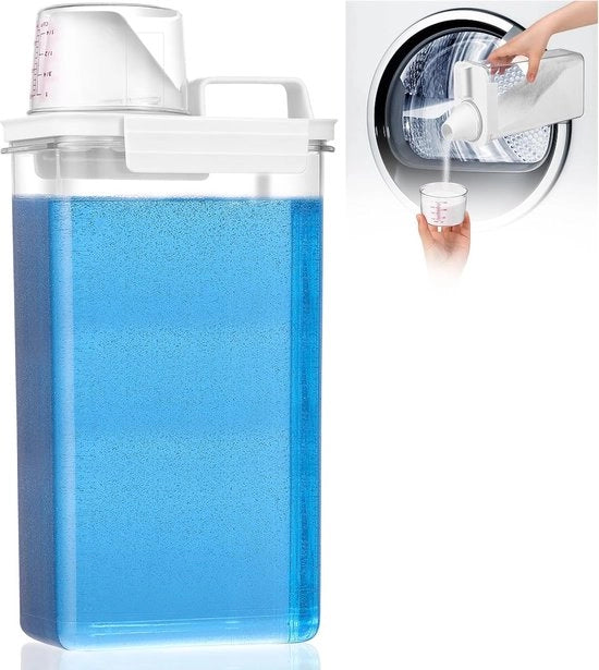 Contenitore di conservazione per detergente in polvere con chiusura a tenuta d'aria e misurino, 2300 ml