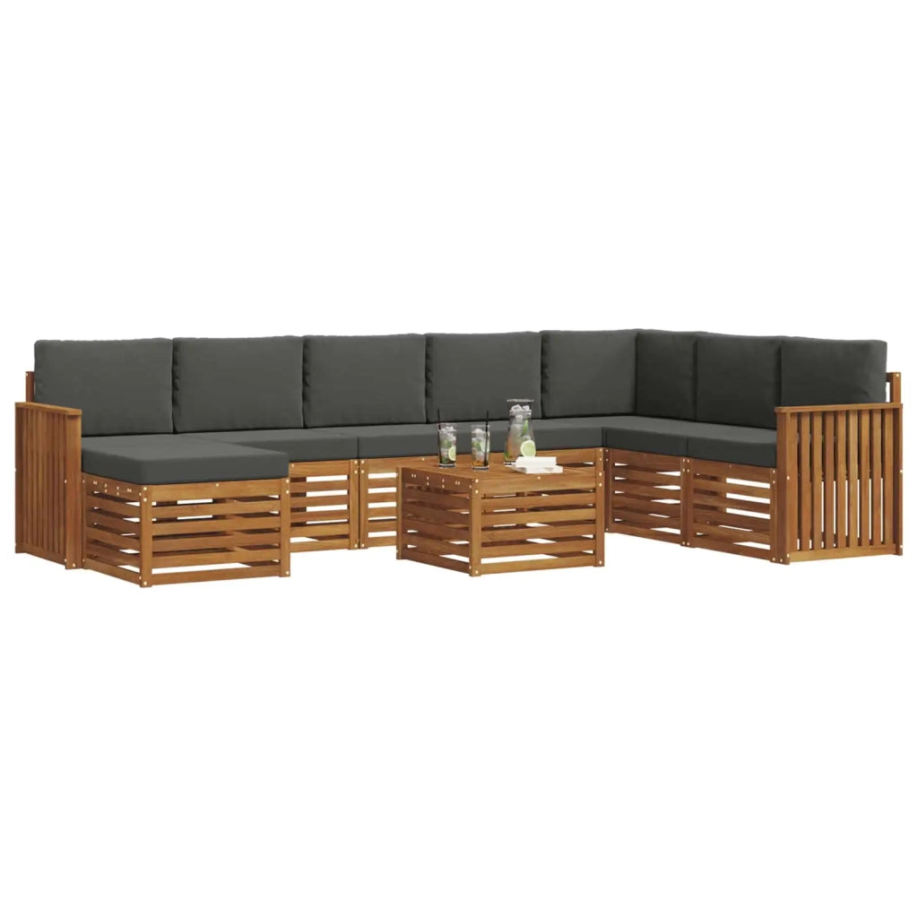 Set di divani da esterno con cuscino 9 pcs Naturale e Antracite