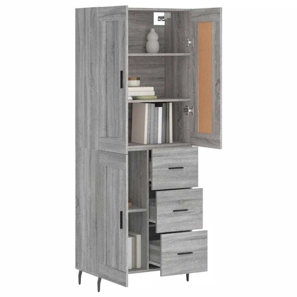 Credenza Grigio Sonoma 69,5x34x180 cm in Legno Multistrato 3200023