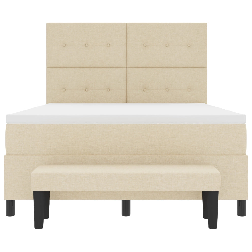 Letto a Box Spring con Materasso e Panchina CrÃ¨me 140x200 cm Tessuto