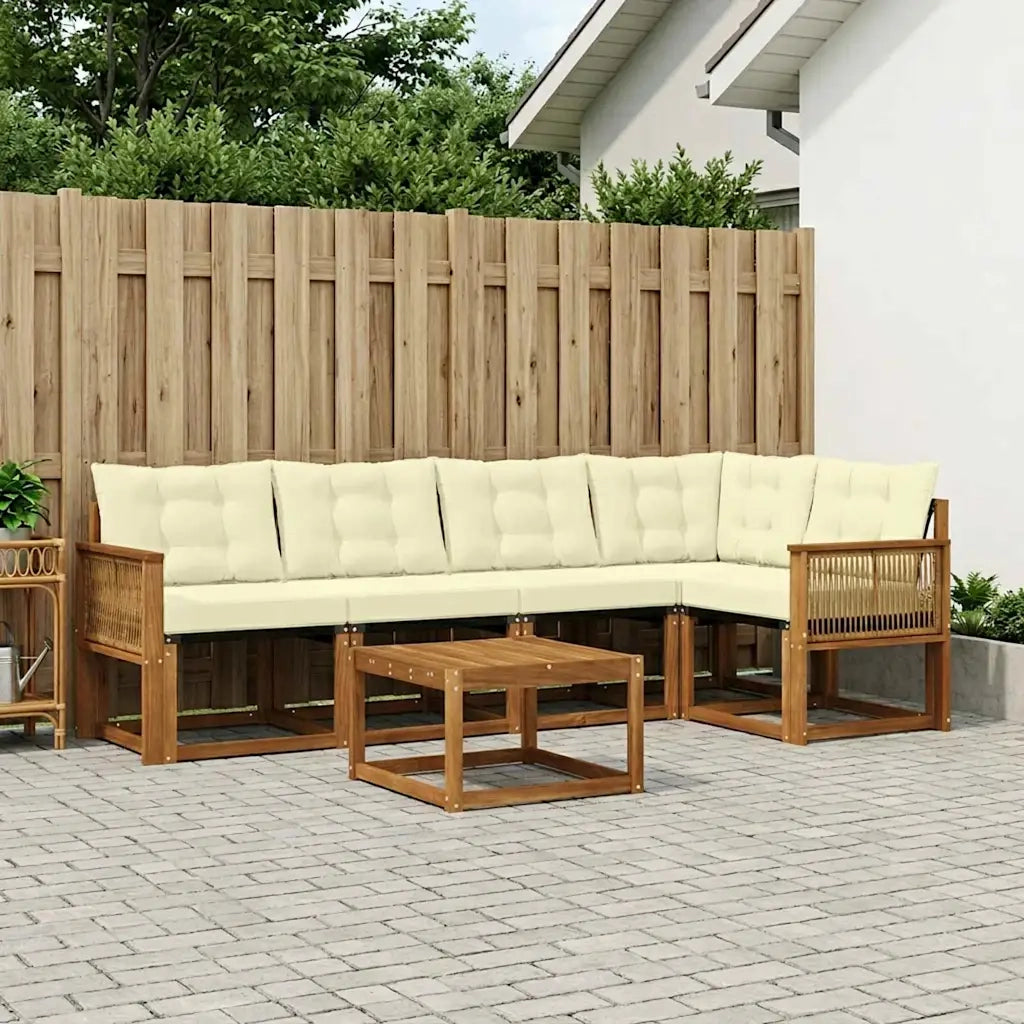 Set di divani da esterno con cuscino 6 pcs Naturale e Crema 3381970