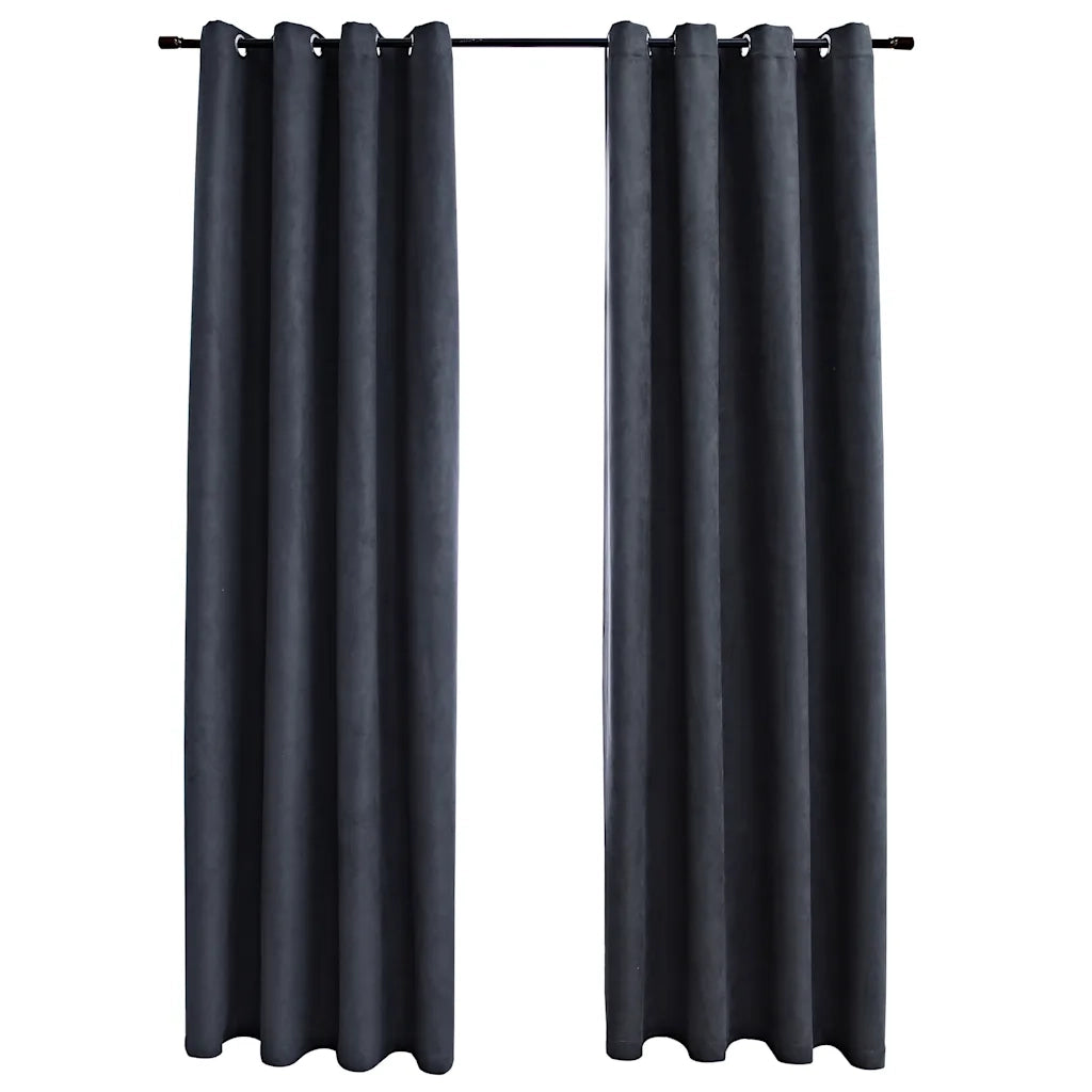 Tende Oscuranti con Anelli in Metallo 2 pz Antracite 140x245 cm 134460