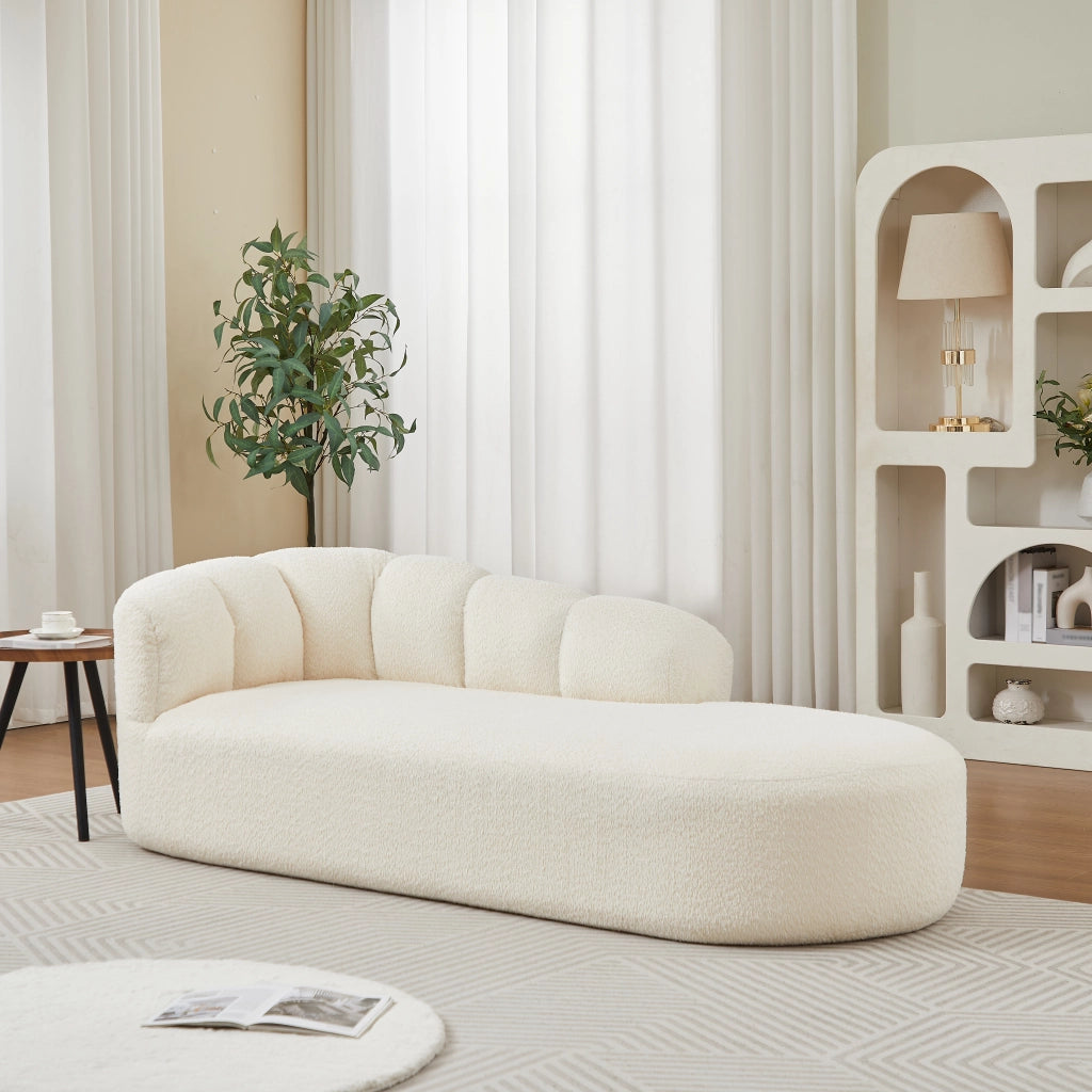 DIVANO Relax in chenille beige con schienale ondulato