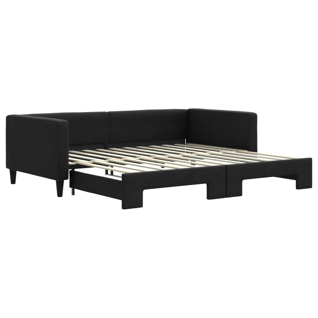 Divano Letto con Letto Estraibile Nero 100x200 cm in Tessuto 3196585