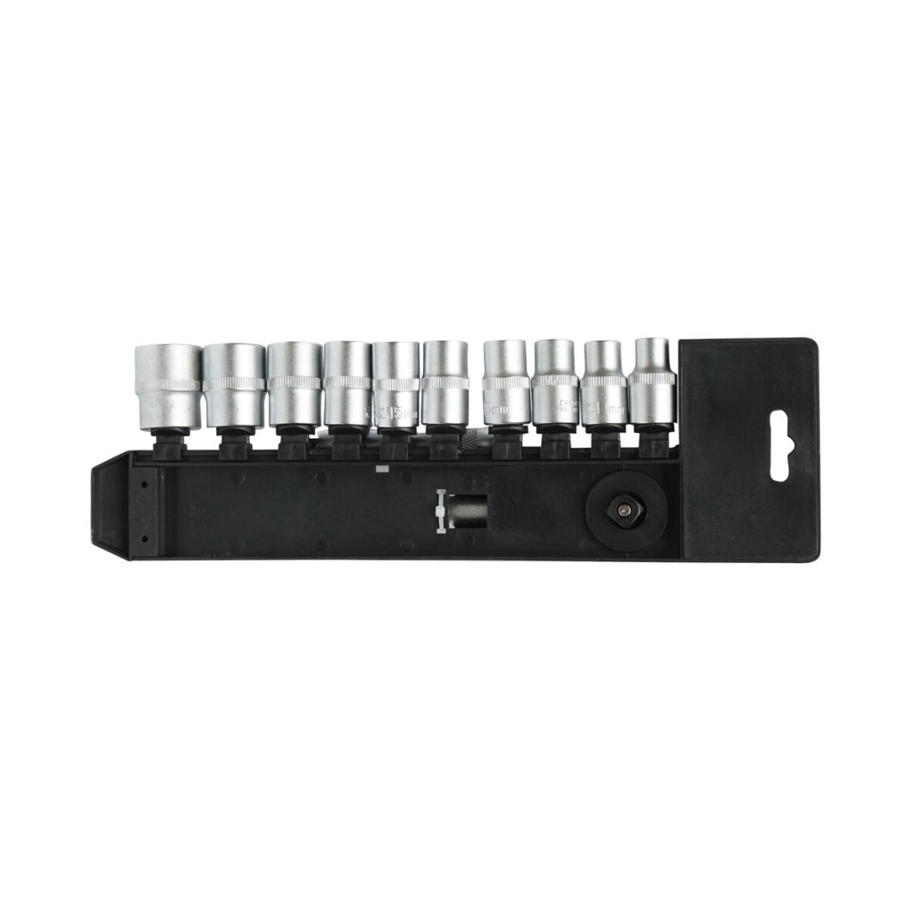 Set di chiavi a bussola con cricchetto da 1/2" Cr-V, bussole 10 pezzi, cricchetto, prolunga, Breckner Germany