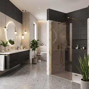 Parete Doccia Rea Flexi Brown / Gold 90