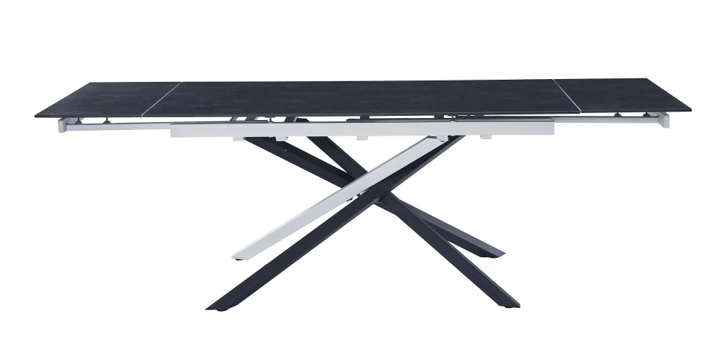 Mobili 2g - tavolo moderno allungabile piano pietra grigio scuro 160x90x78 - Mobili 2G