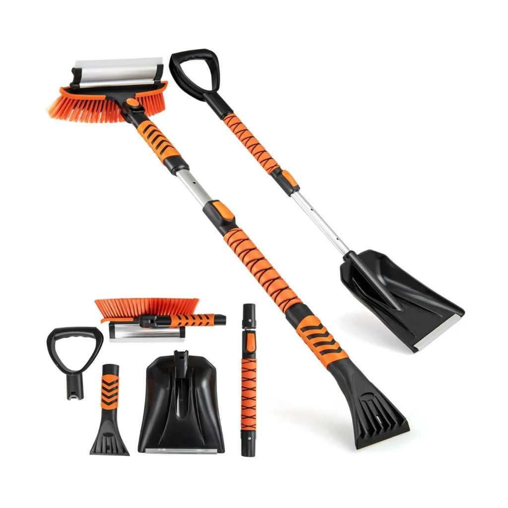 Pala da neve estensibile da 80 a 100 cm multiuso 4 in 1 testina rotante angolazione regolabile alluminio arancione 20_0013090