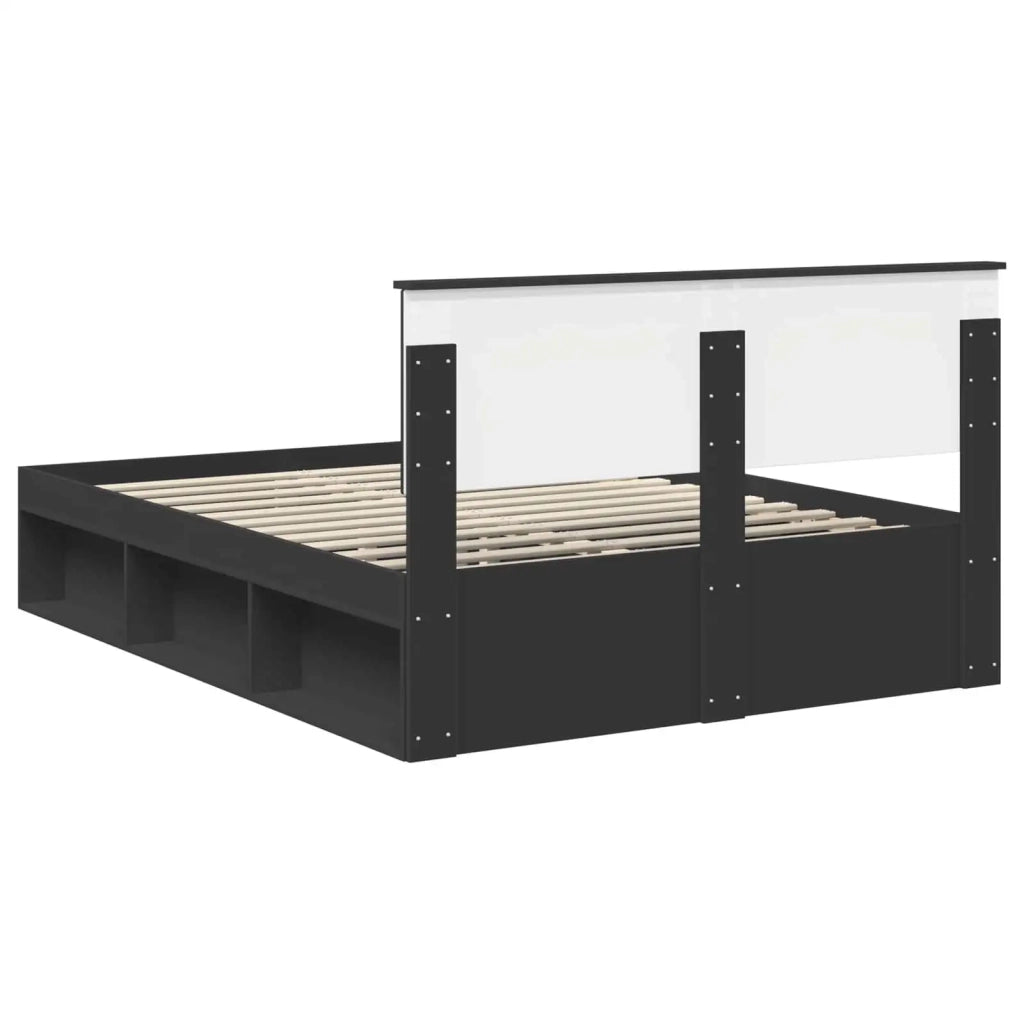 Struttura del letto-Giroletto Nero 140 x 200 cm Legno multistrato 288757