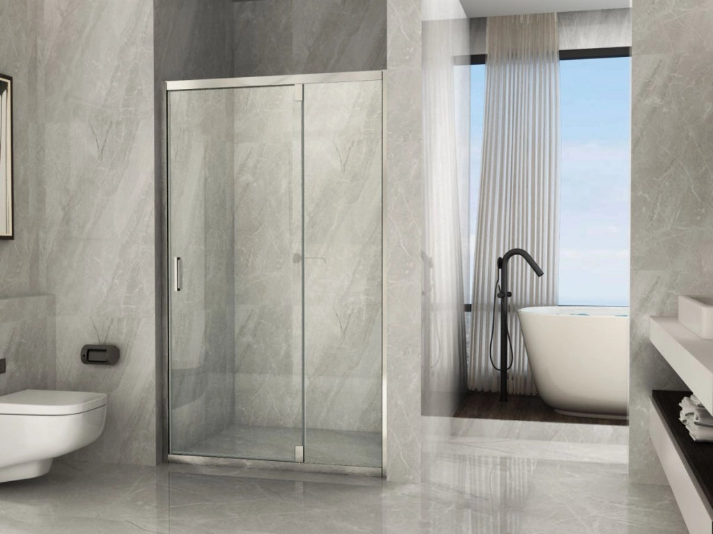 Porta doccia battente con fisso, cristallo 6mm Trasparente h190 Doliso Greti Trasparente 6mm,90 cm