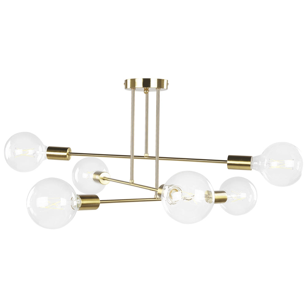 Plafoniera Ottone Metallo 33 cm 6 Luci Ferro no Sfumature Soggiorno Camera da Letto Industriale Moderno