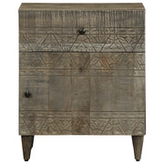 Comodino-Tavolino da notte Grigio Chiaro 50x33x60 cm in Legno Massello di Mango 374270