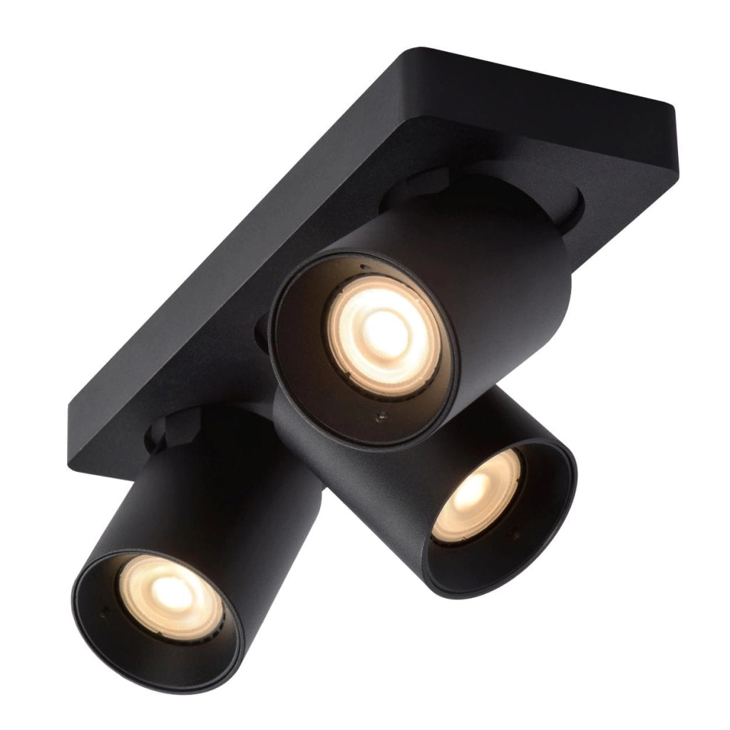 Lucide Nigel plafoniera 3 luci GU10 nera 2200K LED