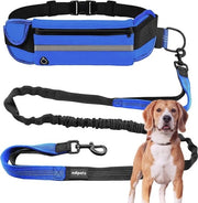 Cintura per cani retrattile manuale senza tirare elastica 160-220 cm per cellulare (Blu)