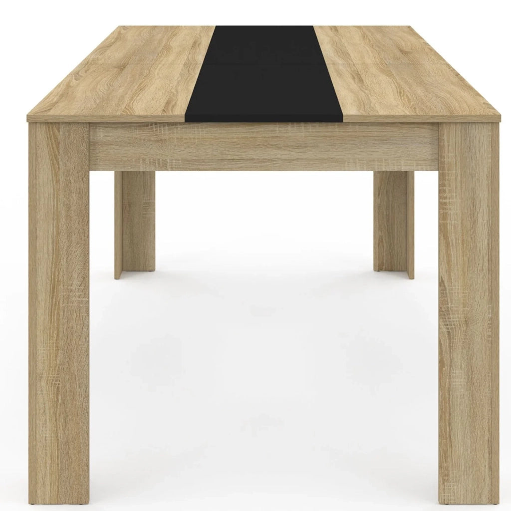 IDMarket - Tavolo da pranzo rettangolare GEORGIA per 8 persone in simil-faggio e nero 160 x 80 cm