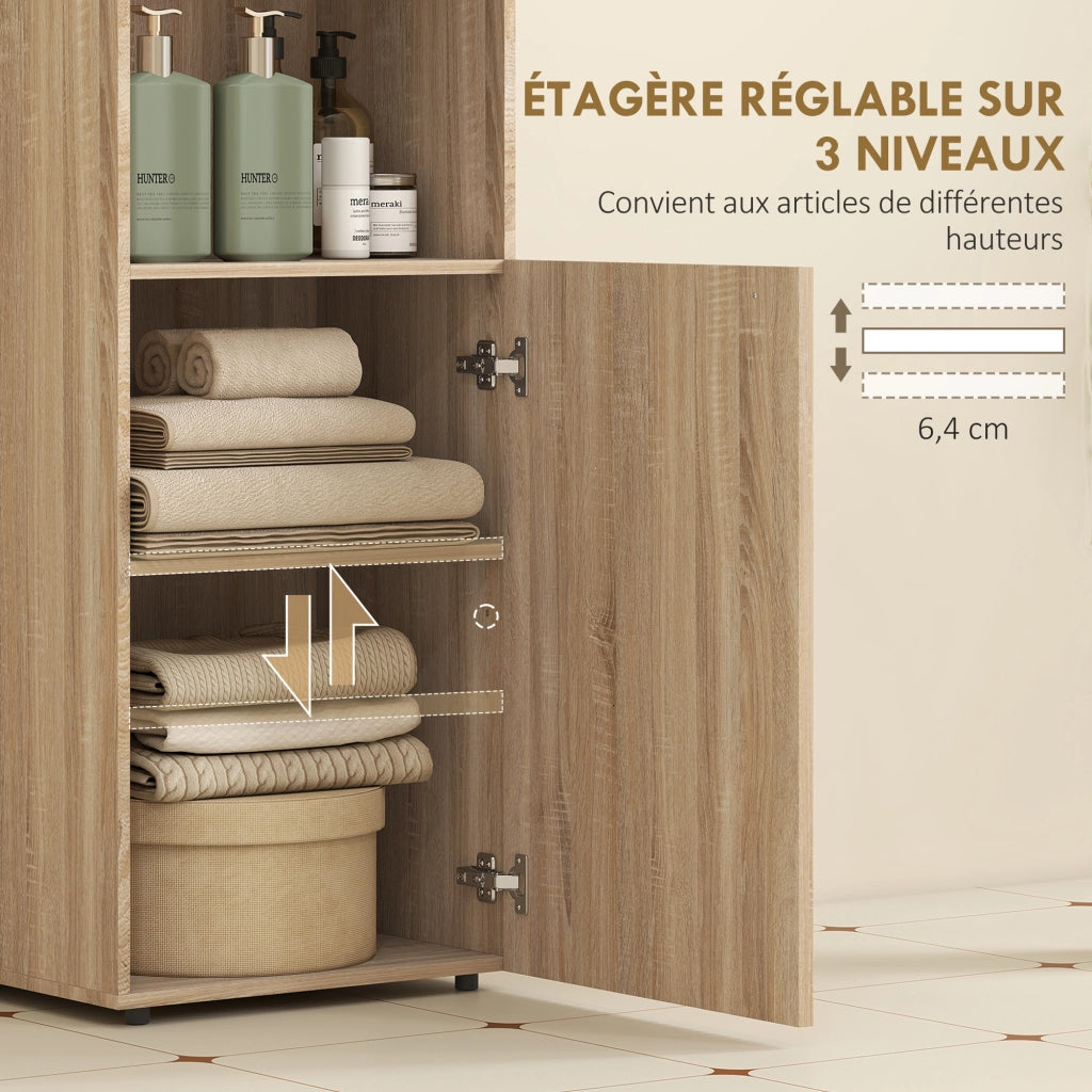 Mobile Bagno Stretto 4 Ripiani Aperto ¨C zephmum ¨C Legno Rovere 40x31x104